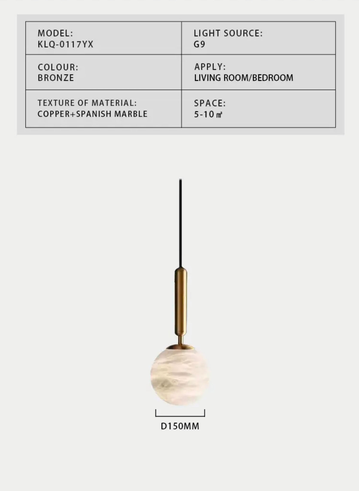 Showstead Marble Copper Pendant Light