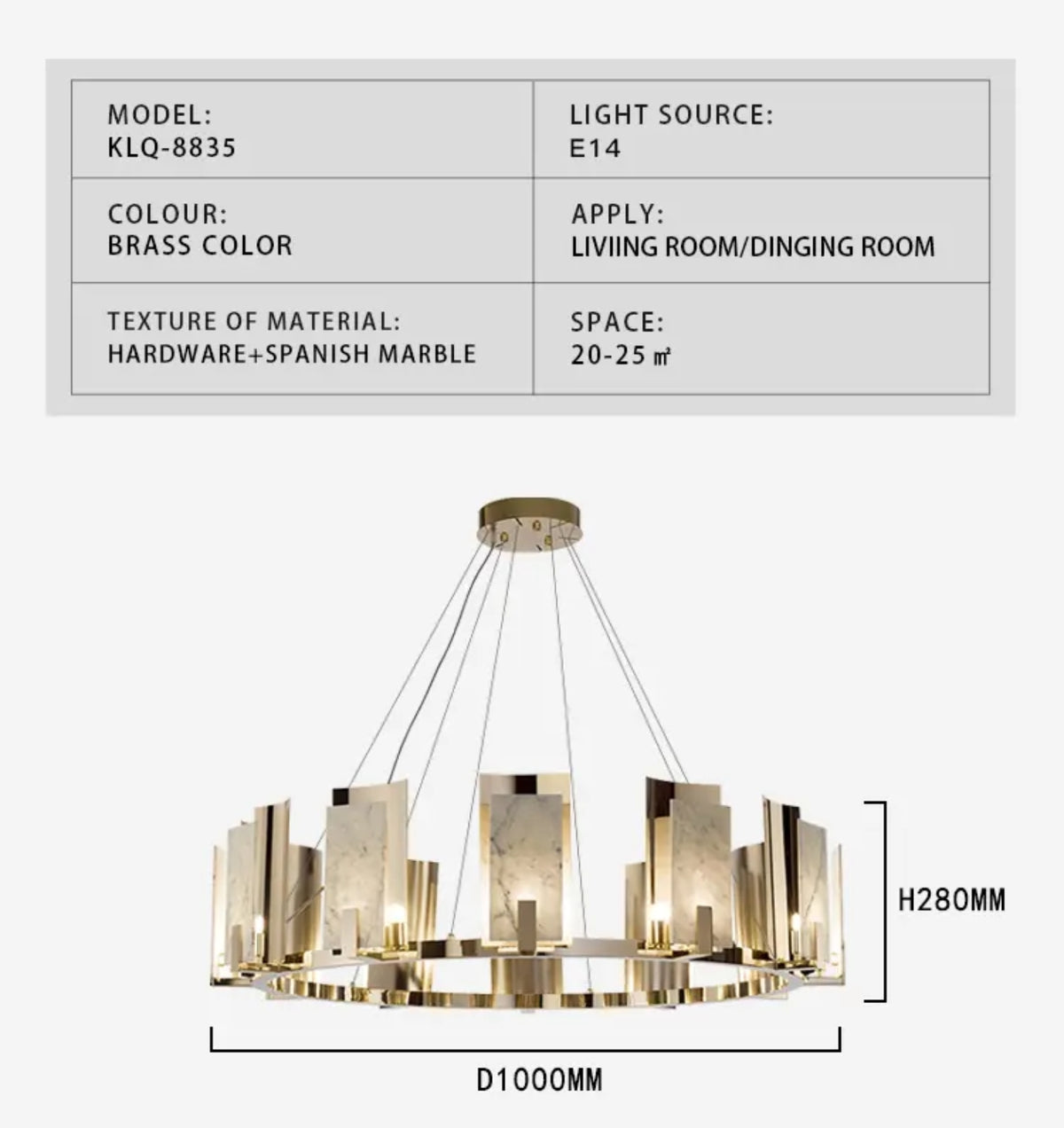 Ellard Eshelman Marble Gold Chandelier