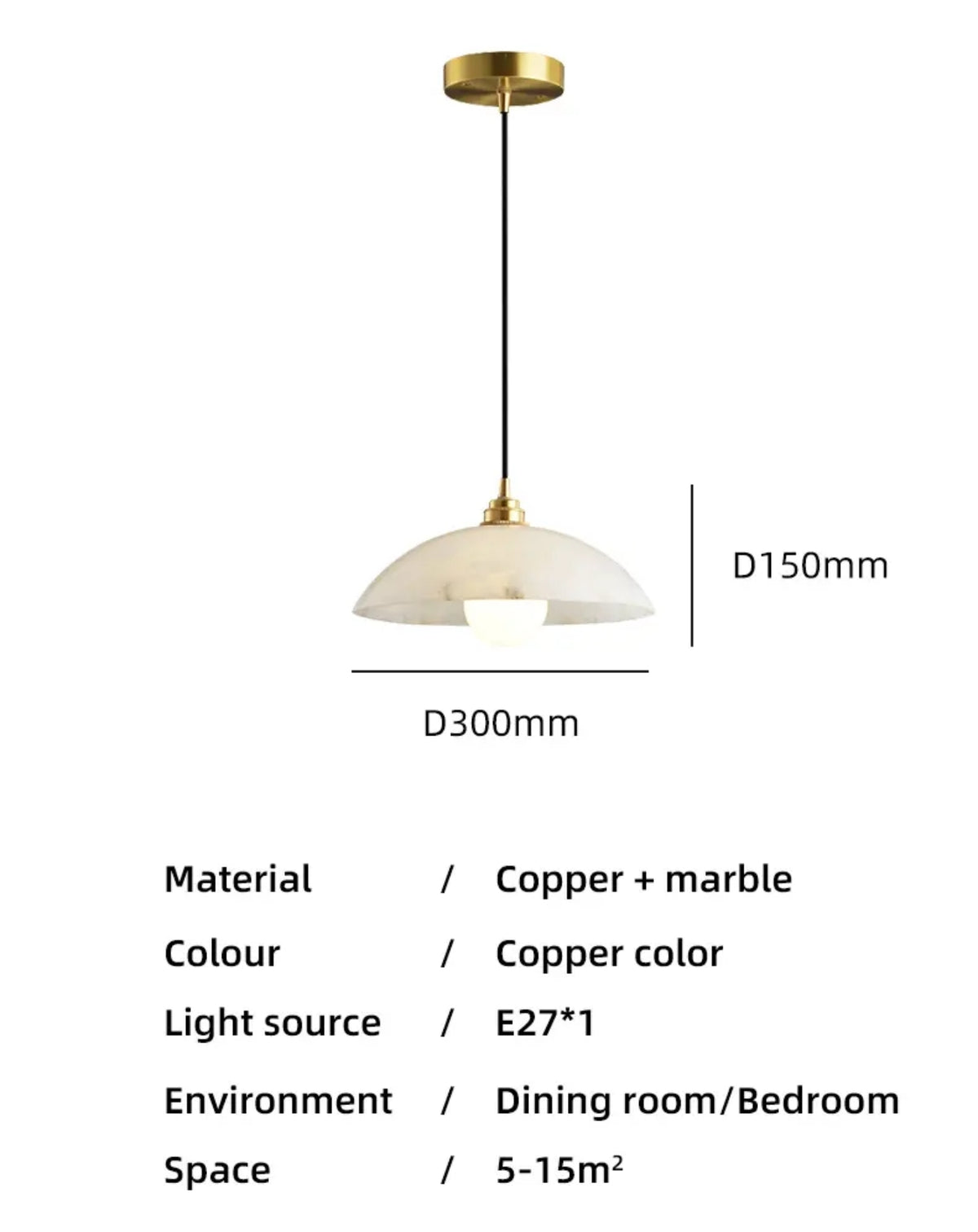 Judi Marble Copper Pendant Light