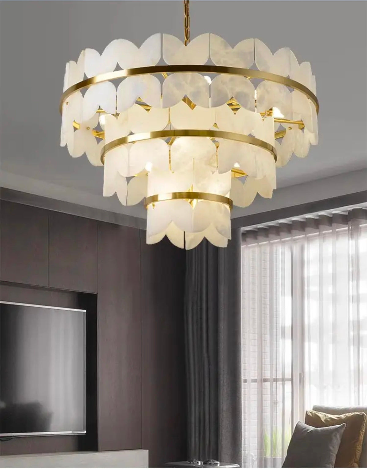 Boto Arelene Marble Brass Chandelier