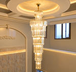 Long Crystal Chandelier Gold