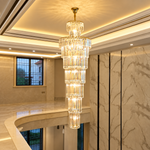 Long Crystal Chandelier Gold