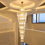 Long Crystal Chandelier Gold