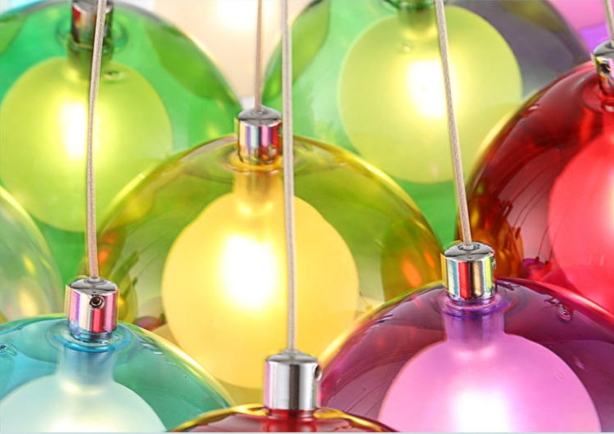 Glass Led Lights Chandelier- Multicolored/Clear