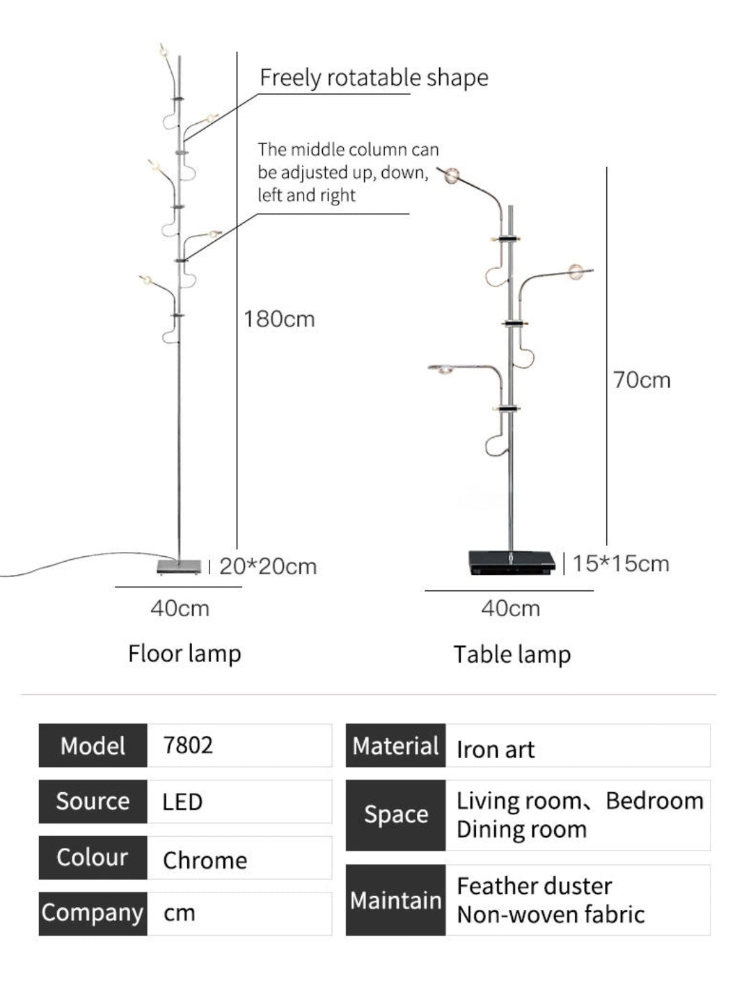 Althea Bifurcation Led-Table Lamp/Floor Lamp