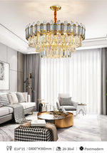 Nina Smoke Grey Frosted Crystal Chandelier - Round/Rectangle - Reflect Lighting