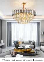 Nina Smoke Grey Frosted Crystal Chandelier - Round/Rectangle - Reflect Lighting