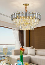 Nina Smoke Grey Frosted Crystal Chandelier - Round/Rectangle - Reflect Lighting