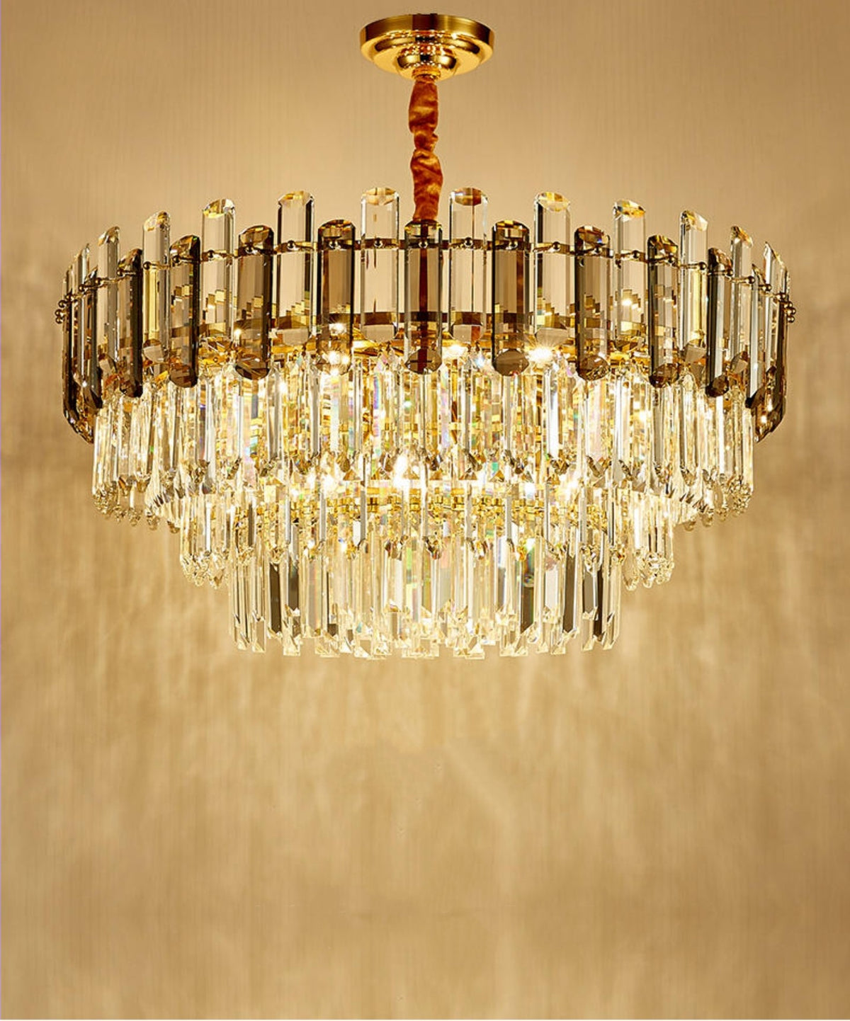 Nina Smoke Grey Frosted Crystal Chandelier - Round/Rectangle - Reflect Lighting